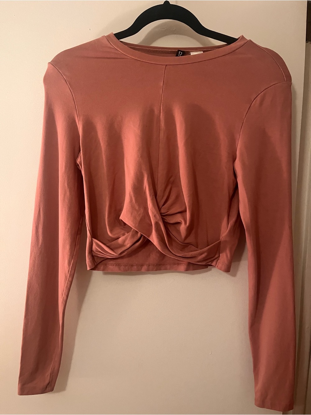 Women’s Long Sleeve Twist-Front Top - Dusty Rose